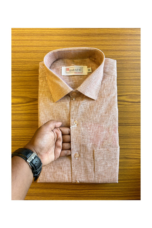 NEW !! Kaitharikada-  Cotton Mix Light Brown Sarathi  Full Sleeve Shirt.- 37KK445SAR.