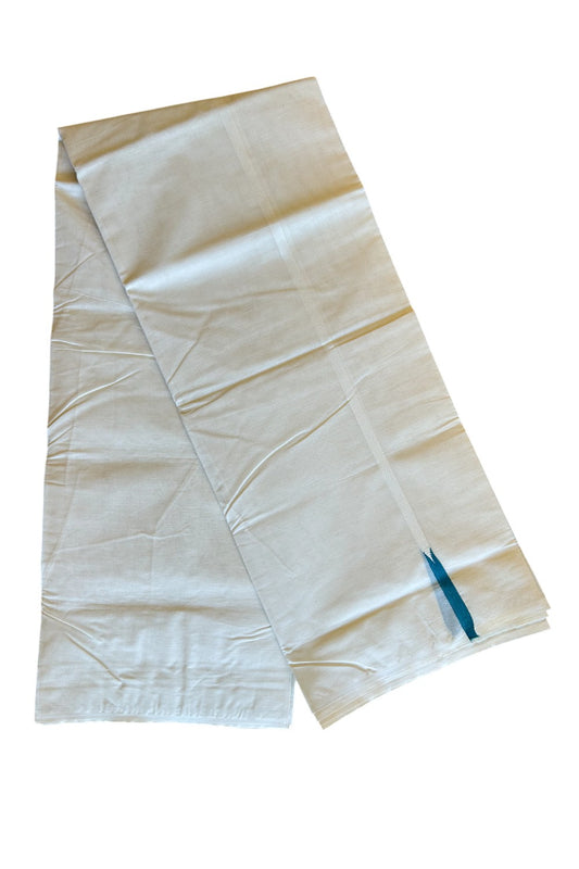 10% Discount ! KaithariKada Balaramapuram 100% Cotton Double Off white Mundu/Dhoti-100x100  1 cm  Puliyilakkara  Chutty Peacock Green Kara.- 38KK500KK