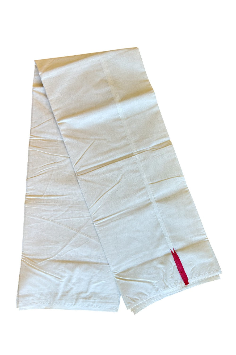 10% Discount ! KaithariKada Balaramapuram 100% Cotton Double Off white Mundu/Dhoti-100x100  1 cm  Puliyilakkara  Chutty Red Kara.- 39KK500KK