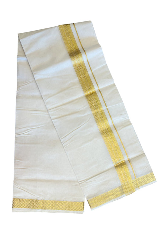 35% DISCOUNT! KaithariKada HANDLOOM Millpaav Balaramapuram - 100% PURE Cotton Off White Double Mundu/Dhoti -2.25  inch  Designer Kasavu Kara-29