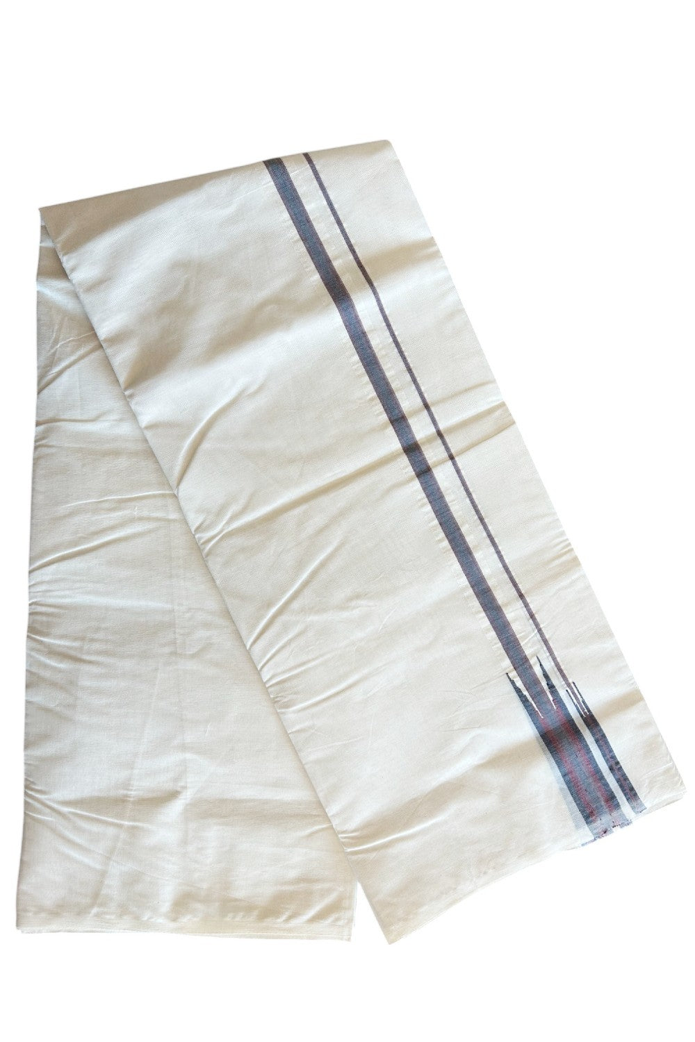 DMK VESHTI SHORT DHOTI SPECIAL! Kaitharikada.com - 19% Discount! Balaramapuram Double Off white - (Unbleached) Mundu/Dhoti - 100X100 - 1 inch Kara & 45 inches Height  Puliyilakkara Black & Dark Red Double Chutty Kara - 4KK5088ASH