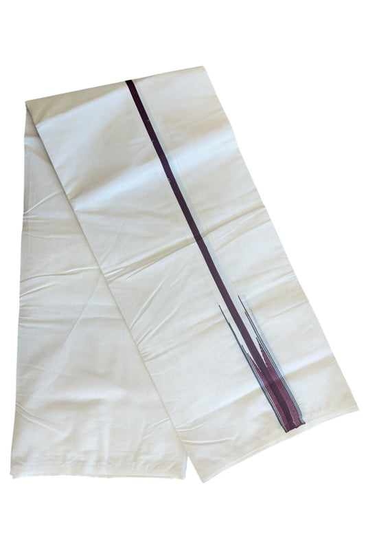 SHORT DHOTI SPECIAL! Kaitharikada.com - 27% Discount! Balaramapuram Double Off white - (Unbleached) Mundu/Dhoti - 100X100 - 1.25 inch Kara & 46 inches Height  Puliyilakkara Maroon & Black Striped Chutty Kara - 4KK5104ASH