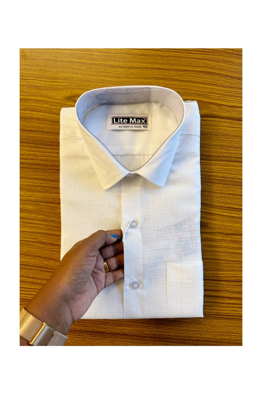 NEW!! Kaitharikada- 100% Cotton PURE WHITE Striped Authentic Full Sleeve shirt - 4KKJAUTH.