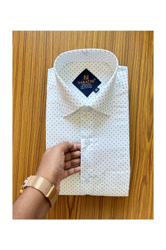 10% DISCOUNT! NEW!! Kaitharikada - Cotton PURE WHITE SARATHI The Original Quality Clothing PRINTED FULL Sleeve shirt - 4KKS6005SAR