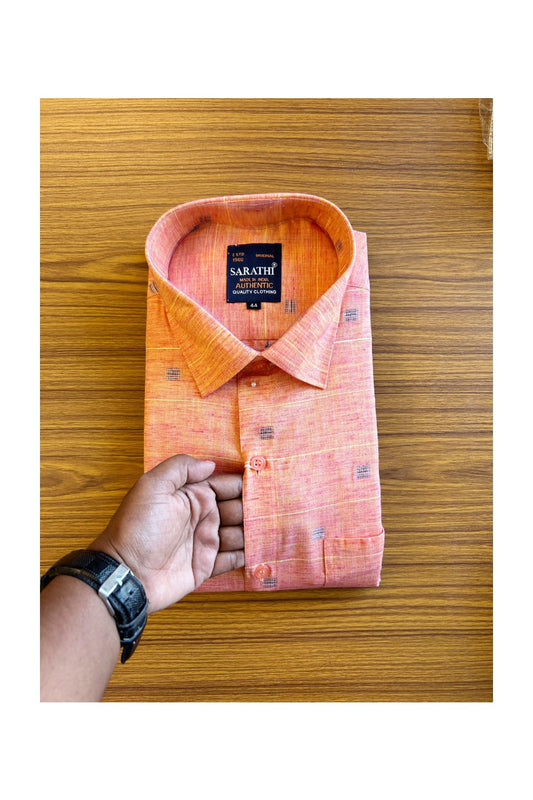 NEW !! Kaitharikada- 100% Pure Cotton Orange Sarathi Authentic Quality Clothing Full Sleeve Shirt.- 4KK445SAR