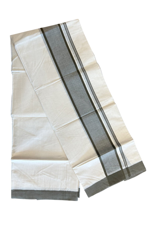 10% DISCOUNT ! KaithariKada Balaramapuram 100% Cotton Double Off white - (Unbleached) - Mundu/Dhoti-100X100-SAGE GREEN 3.75 inch Kara- 24.