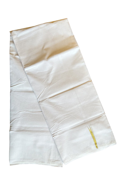 19% DISCOUNT!! KaithariKada Balaramapuram 100% Cotton PURE WHITE Double Mundu/Dhoti-100x100  1 cm Puliyilakkara kasavu chutty - 43KK412ASH