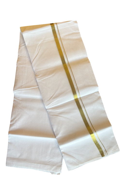 26% DISCOUNT ! KaithariKada Balaramapuram 100% Cotton  Pure white Double Mundu/Dhoti- 100X100 - 1 Inch Kasavu Kara - 28KK487KK