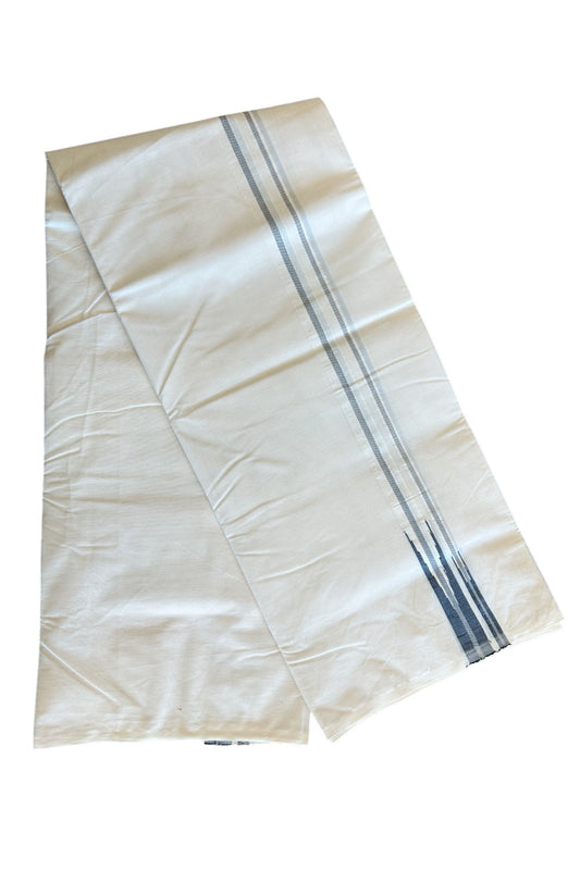 SHORT DHOTI SPECIAL! Kaitharikada.com - 19% Discount! Balaramapuram Double Off white - (Unbleached) Mundu/Dhoti - 100X100 - 2.5 cm Puliyilakkara Black Double Chutty Kara - 5KK5087ASH