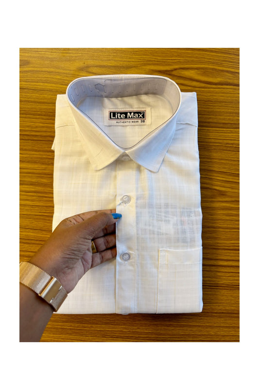 NEW!! Kaitharikada- 100% Cotton PURE WHITE Yellow Striped Authentic Full Sleeve shirt - 5KKJAUTH.