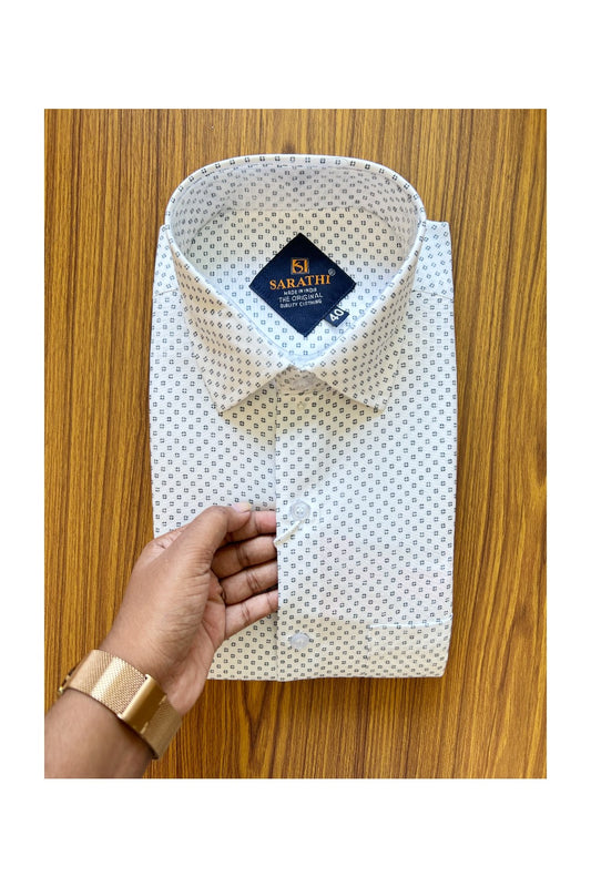 10% DISCOUNT! NEW!! Kaitharikada - Cotton PURE WHITE SARATHI The Original Quality Clothing PRINTED FULL Sleeve shirt - 5KKS6005SAR