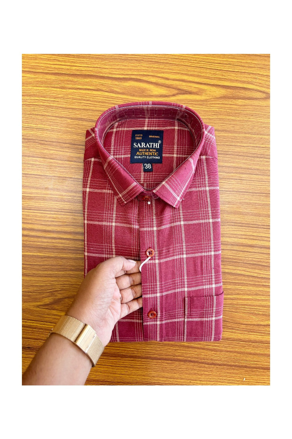 10% DISCOUNT !!NEW !! Kaitharikada - 100% Pure Cotton MULTICOLOUR  Sarathi Authentic Quality Clothing FULL Sleeve Check Shirt.- 5KKV6008SAR