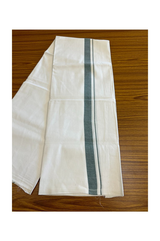 28% DISCOUNT! KaithariKada Balaramapuram 100% Cotton Pure WHITE Single Mundu/Dhoti-100s 1.5 inch Green kara- 5KK5043ASH