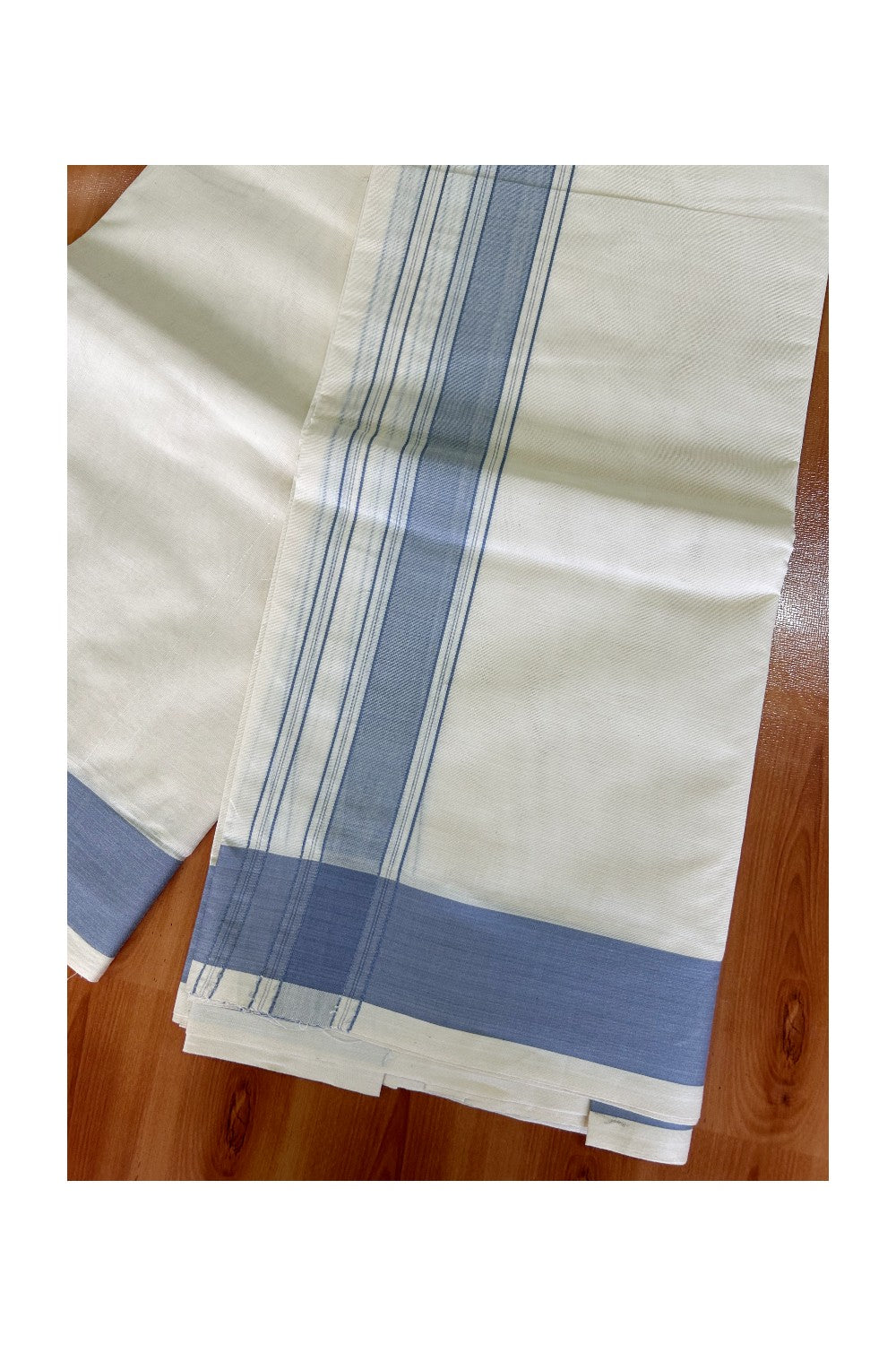 36% Discount KaithariKada 100% Cotton Off White - (Unbleached) - Pure Cotton - 100x100 thread - NORTH INDIAN  ATTACHED GAMCHA 9X5 Dhoti Lavender STRIPED 2.75 inch  kara - 5KK5004PMC