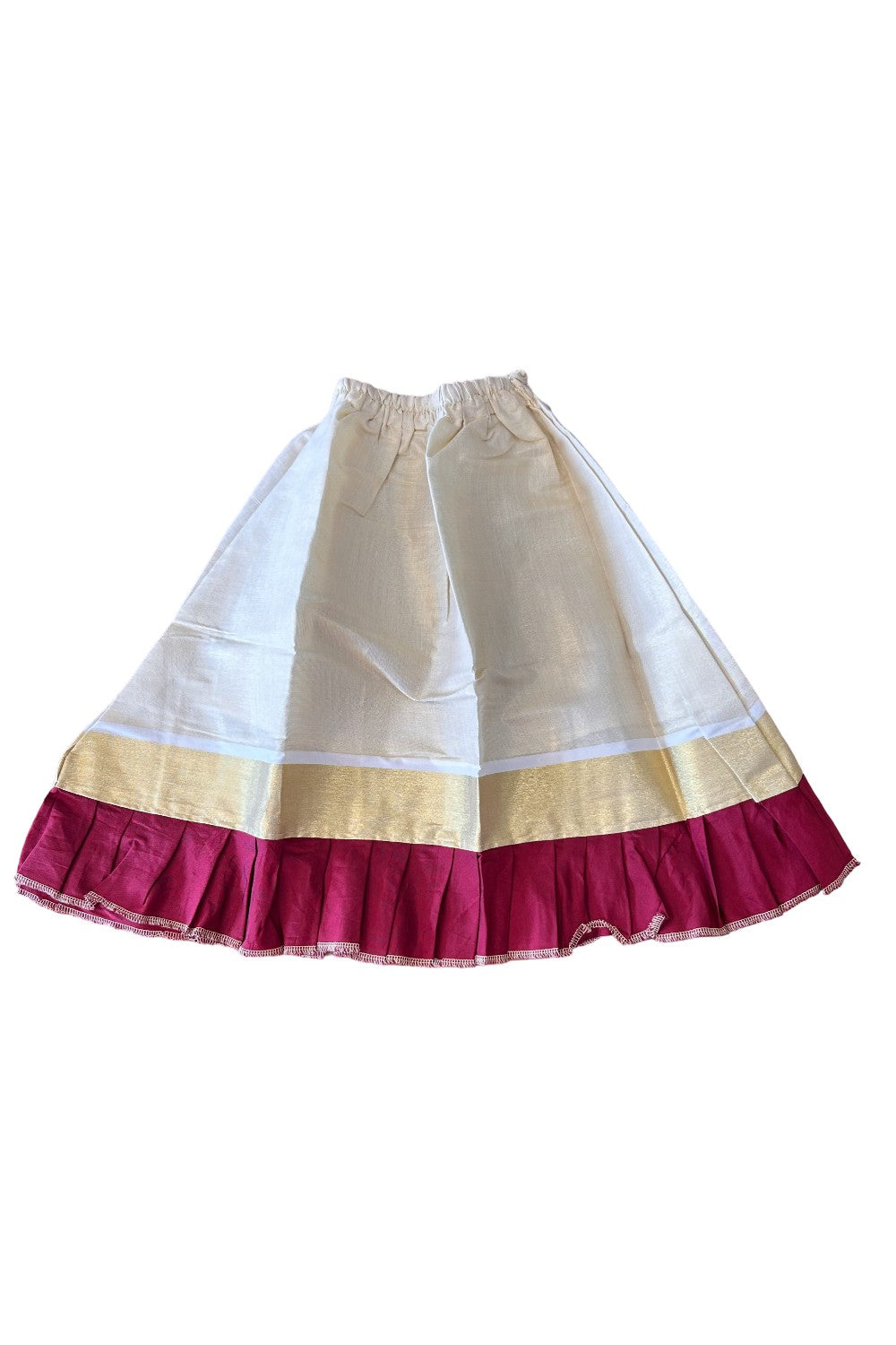 Midukki-Traditional South Indian Kids Pattu Pavada- Maroon top tissue skirt with frill bottom- Age 3 - KK3MID005