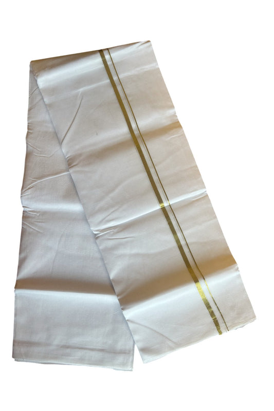 19% DISCOUNT ! KaithariKada Balaramapuram 100% Cotton  Pure white Double Mundu/Dhoti- 100X100 - 2 cm Kasavu Kara - 29KK487KK