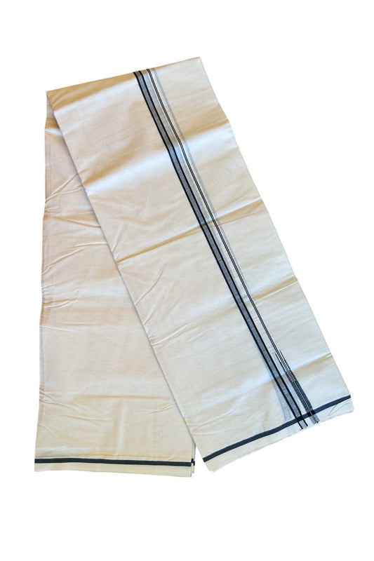 28% DISCOUNT !! KaithariKada Balaramapuram 100% Cotton Double Off white Mundu/Dhoti-100x100 1 inch  Puliyilakkara Black Chutty Kara-50KK500KK