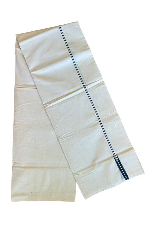 10% DISCOUNT!! KaithariKada Balaramapuram 100% Cotton off white Double  Mundu/Dhoti-100x100  2 Line Black Chutty Kara - 51KK500KK