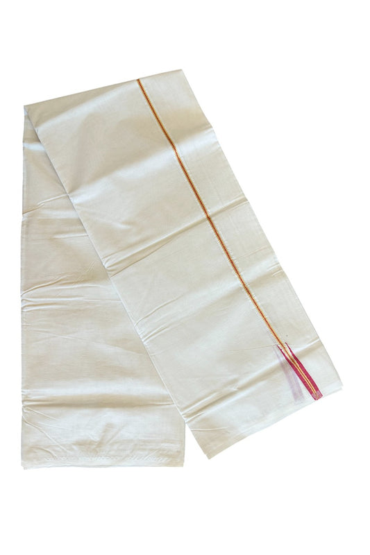 25% DISCOUNT! KaithariKada Balaramapuram 100% Cotton Double Off white Mundu/Dhoti-100x100 2.cm  Chutty Puliyilakkara Muthukuri Kasavu & Red Kara - 58KK500KK