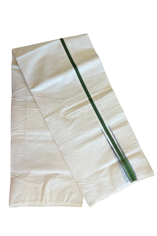 SHORT DHOTI SPECIAL! Kaitharikada.com - 19% Discount! Balaramapuram Double Off white - (Unbleached) Mundu/Dhoti - 100X100 - 1 inch Kara & 45 inches Height  Puliyilakkara Light Green & Black Striped Chutty Kara - 6KK5117ASH