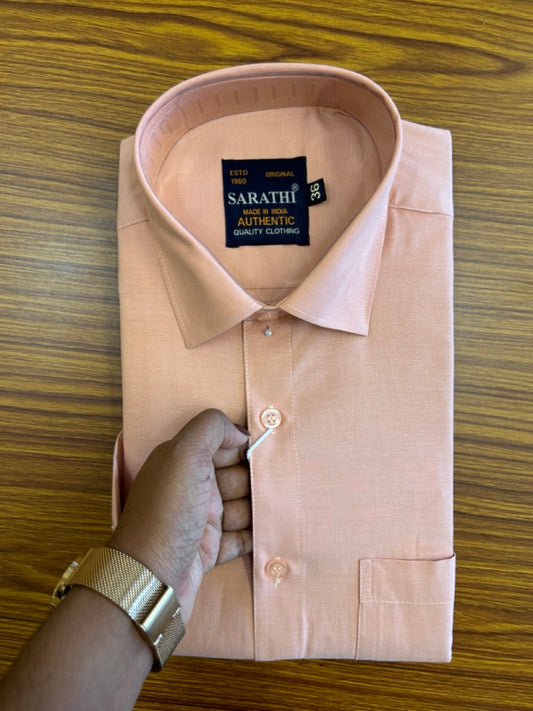 10% Discount ! NEW !! Kaitharikada - 100% Pure Cotton PESTAL PEACH COLOUR SARATHI The Authentic Quality Clothing  HALF Sleeve shirt.- 6KK6015SAR