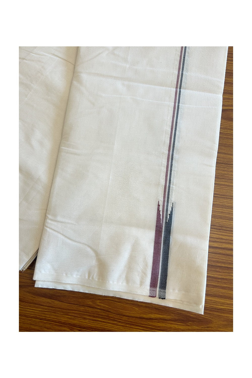 SHORT DHOTI SPECIAL! Kaitharikada.com - 19% Discount! Balaramapuram Double Off white - (Unbleached) Mundu/Dhoti - 100X100 - 2 cm Kara & 46 inches Height Puliyilakkara Maroon & Black Chutty Kara - 6KK5087ASH