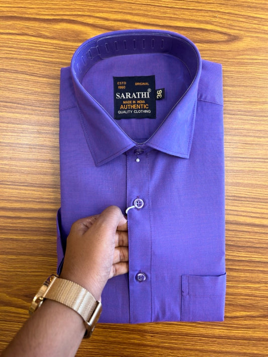 10% Discount ! NEW !! Kaitharikada - 100% Pure Cotton VIOLET COLOUR SARATHI The Authentic Quality Clothing  HALF Sleeve shirt.- 7KK6015SAR