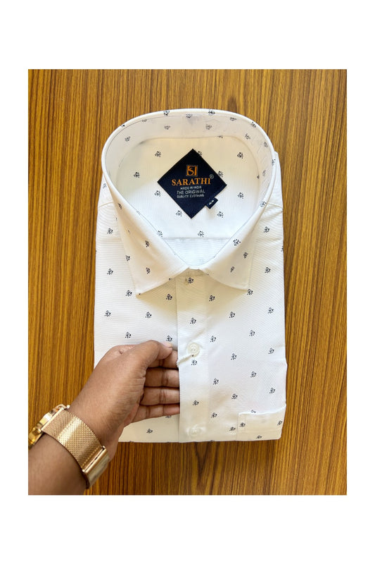 10% DISCOUNT! NEW!! Kaitharikada - Cotton PURE WHITE SARATHI The Original Quality Clothing PRINTED FULL Sleeve shirt - 7KKS6005SAR