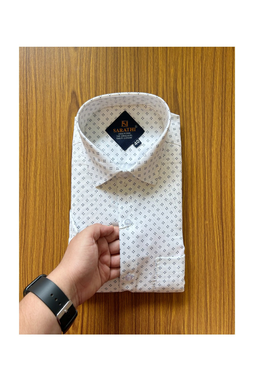 10% DISCOUNT! NEW!! Kaitharikada - Cotton PURE WHITE SARATHI The Original Quality Clothing PRINTED HALF Sleeve shirt - 7KKT6004SAR