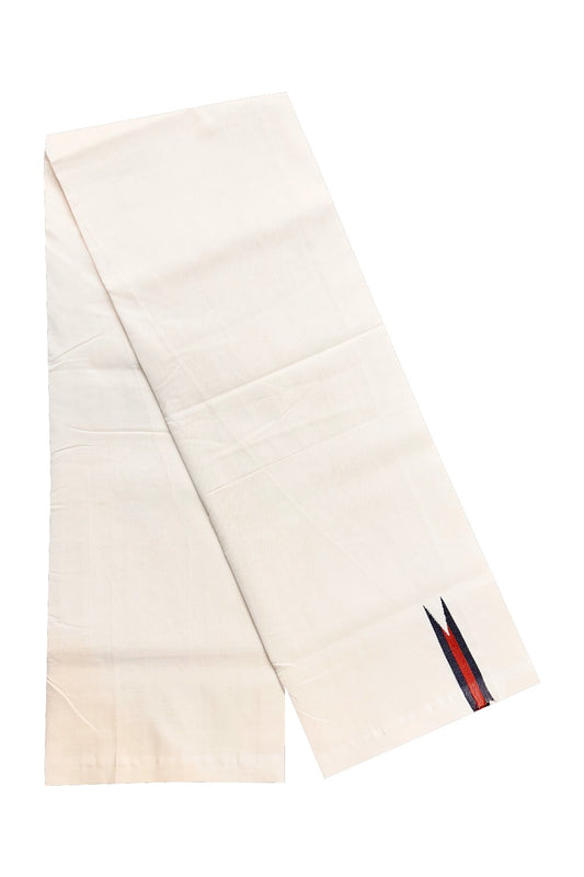 15% DISCOUNT! KaithariKada BALARAMAPURAM HANDLOOM Unakkupaav- 100% PURE Cotton 100x100 Double Mundu/Dhoti OFF WHITE (Unbleached) - PULIYILAKKARA Black+Brown 2.cm Chutty KARA-7RAM