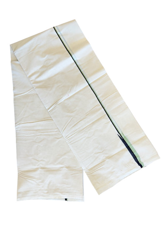 29% DISCOUNT! KaithariKada Balaramapuram 100% Cotton Double Off white Mundu/Dhoti-100x100  Puliyilakkara LIGHT PISTA GREEN & BLACK Chutty -  2KK136ASH