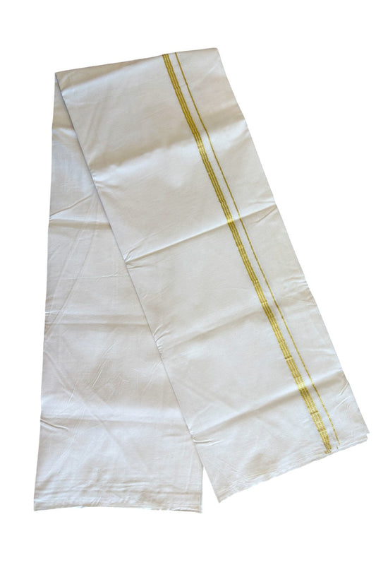 17% DISCOUNT ! KaithariKada Balaramapuram 100% COTTON SINGLE OFF WHITE Mundu/Dhoti-Twisted 100s Thread- 1 inch Kasavu Striped - 8KK497ASH