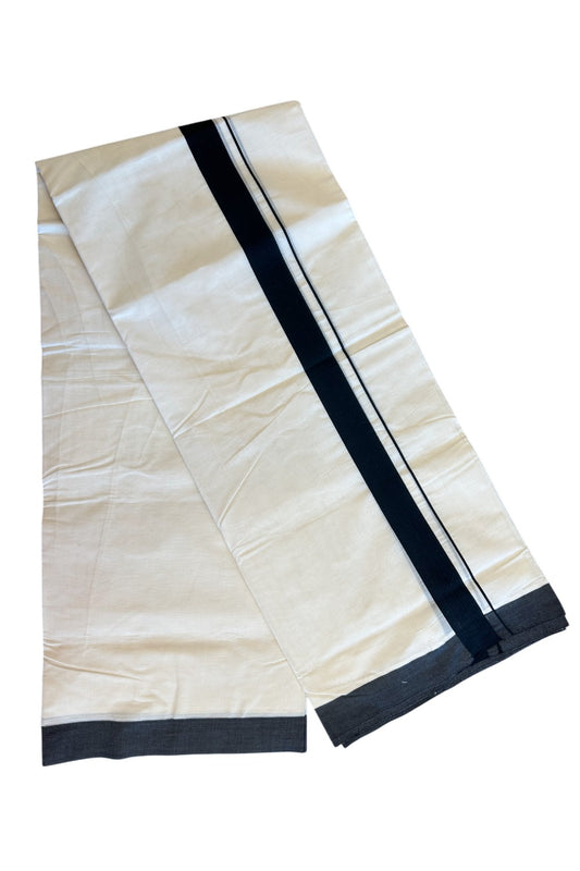 36% DISCOUNT! KaithariKada Balaramapuram 100% Cotton Double Off white - (Unbleached) - Mundu/Dhoti-100x100 Black 1.75 inch Kara - 5