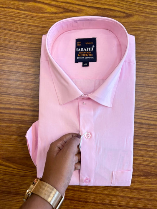 10% Discount ! NEW !! Kaitharikada - 100% Pure Cotton BABY PINK COLOUR SARATHI The Authentic Quality Clothing  HALF Sleeve shirt.- 8KK6015SAR