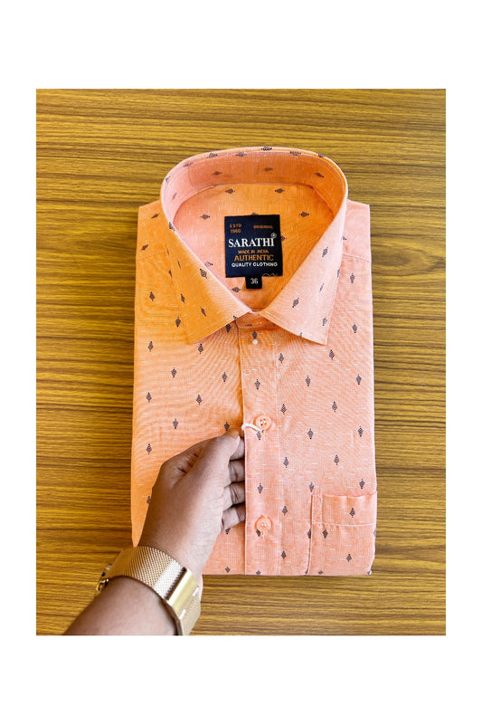 10% Discount ! NEW !! Kaitharikada - 100% Pure Cotton MULTI COLOUR PEACH & BLACK Design SARATHI The Authentic Quality Clothing FULL Sleeve shirt.- 8KK6020SAR