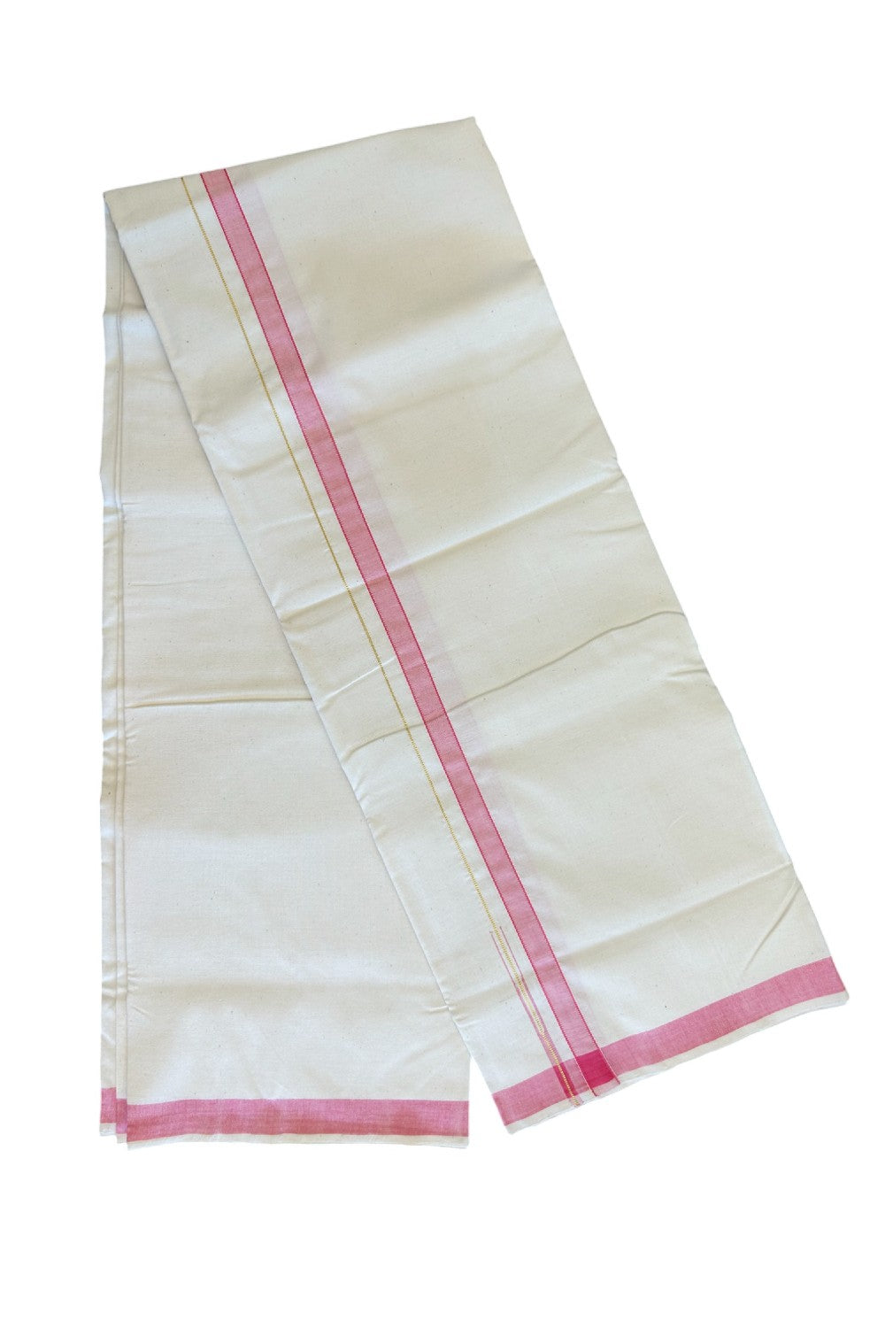 32% Discount KaithariKada 100% Cotton Balaramapuram HANDLOOM Single Mundu/Dhoti - Off White - (Unbleached) Puliyilakara Chutty Kasavu & 1.5 inch Blue Kara (2 meter / 4 muzham)  - 9KK499KK