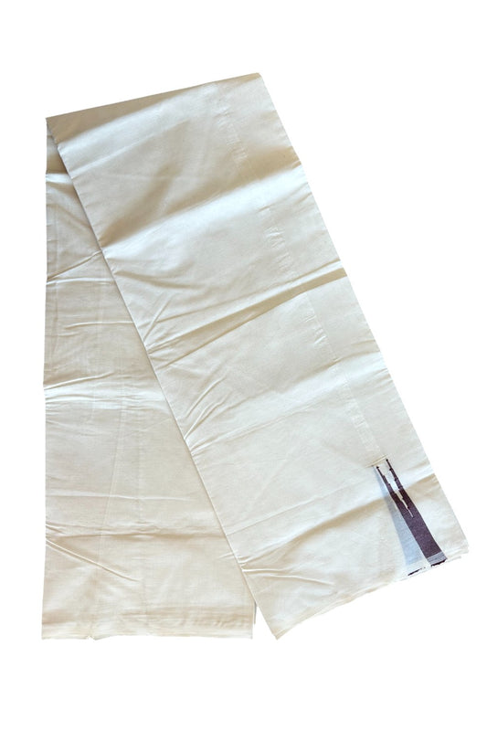 20% DISCOUNT!! KaithariKada Balaramapuram 100% Cotton Double off white (Unbleached) Mundu/Dhoti- 100x100 - 0.5 inch Brown Chutty - 9KK5063KK