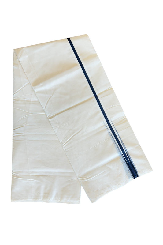 SHORT DHOTI SPECIAL! Kaitharikada.com - 19% Discount! Balaramapuram Double Off white - (Unbleached) Mundu/Dhoti - 100X100 - 1 inch Kara & 45 inches Height  Puliyilakkara Ash Blue & Black Striped Chutty Kara - 9KK5120ASH