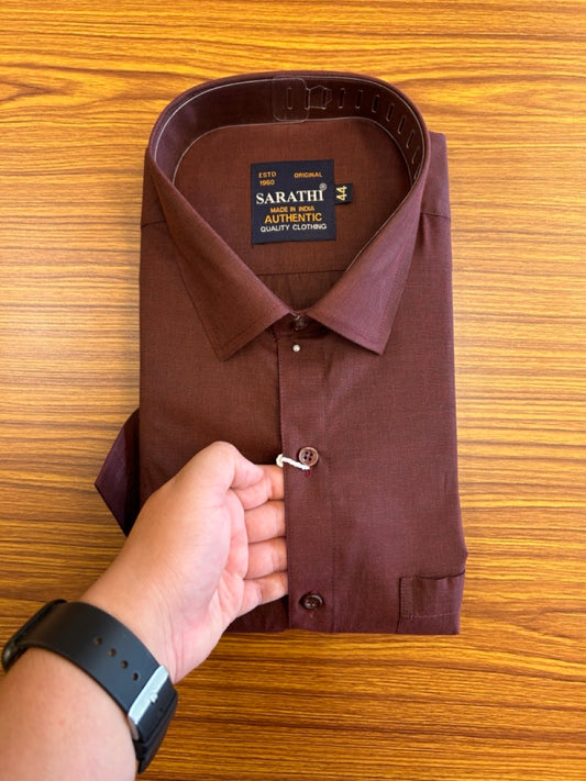 10% Discount ! NEW !! Kaitharikada - 100% Pure Cotton DARK MAROON COLOUR SARATHI The Authentic Quality Clothing  HALF Sleeve shirt.- 9KK6015SAR