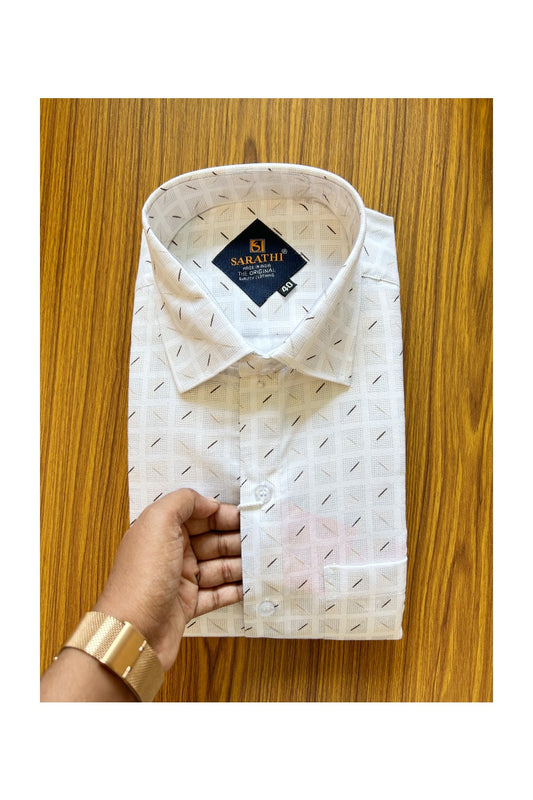 10% DISCOUNT! NEW!! Kaitharikada - Cotton PURE WHITE SARATHI The Original Quality Clothing PRINTED FULL Sleeve shirt - 9KKS6005SAR