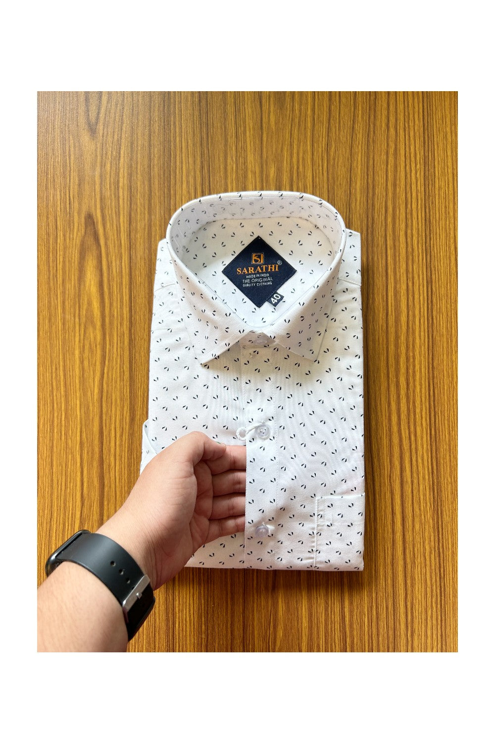 10% DISCOUNT! NEW!! Kaitharikada - Cotton PURE WHITE SARATHI The Original Quality Clothing PRINTED HALF Sleeve shirt - 9KKT6004SAR