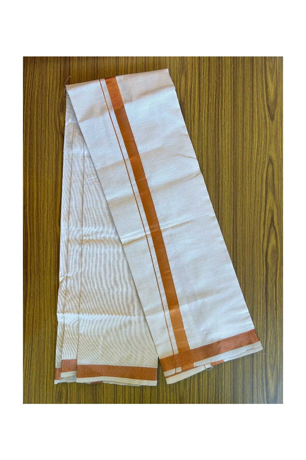 NEW! Kaitharikada Special - Pure Silk Men's Shirt & Dhoti Set - Copper Kasavu Shaded Half Sleeve shirt and Copper & Kasavu Shaded Dhothi with Copper Kasavu Kara - 9KK6004SAR.