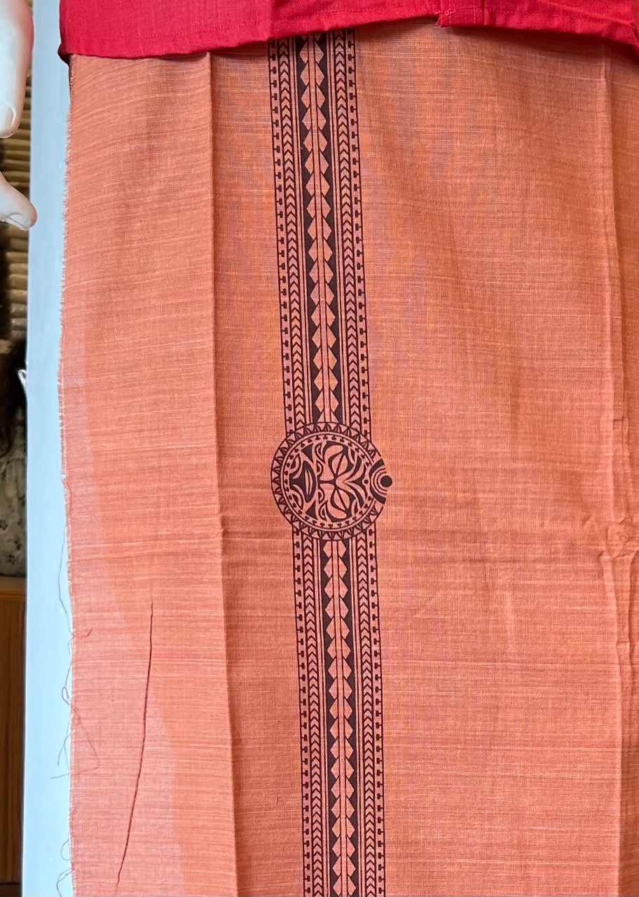 Kaitharikada Pure Cotton - Single Kaily / Lungi - 2 inch Brown printed kuppadam kara with Kavi colour body - 3KK8000AS