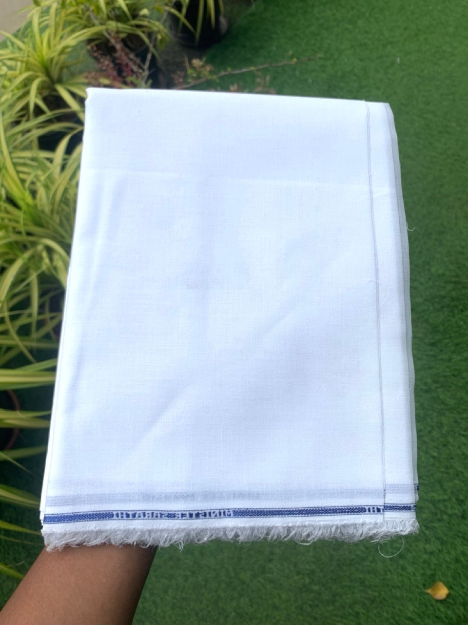 NEW! Kaitharikada Shirt Material - PURE WHITE - Politician Kadhar Type - LINEN FINISH COTTON Shirt Material for Men 225x150(cm) - 1KK7004SAR