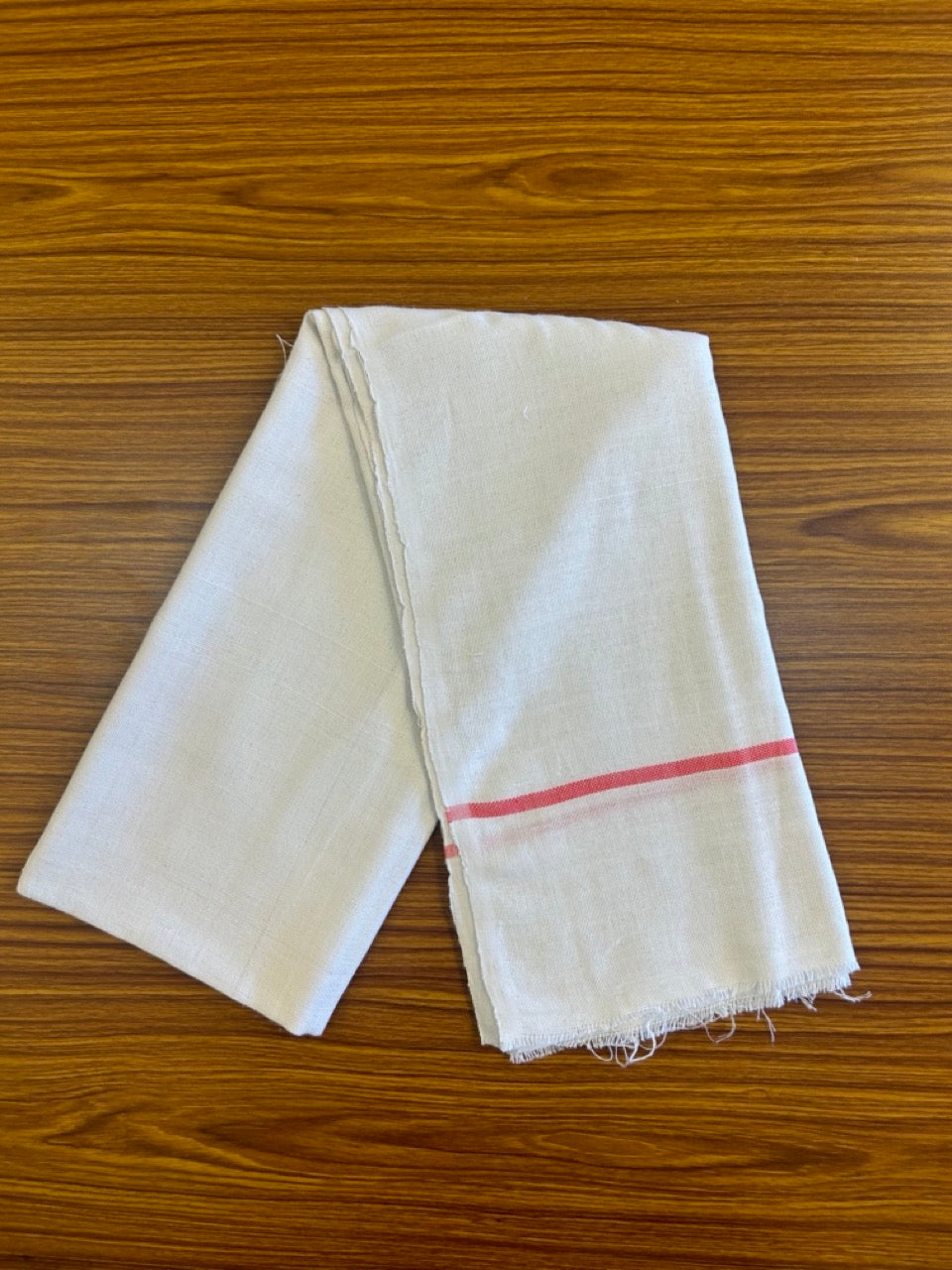 Kaitharikada - HANDLOOM Pure Cotton Kerala Towel - Thorthu - White Body & Red kara - 2KK480KAL