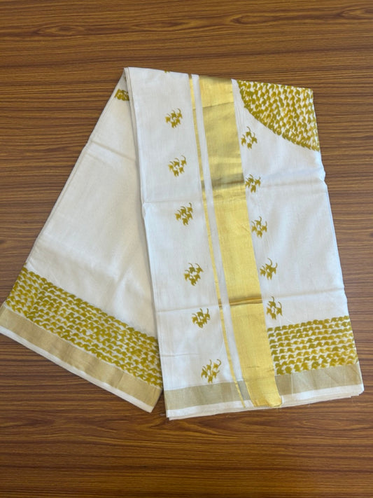 Kaitharikada Kerala Saree - Cotton Off white - Kasavu with Hand Painted Design - 8KK1006KK