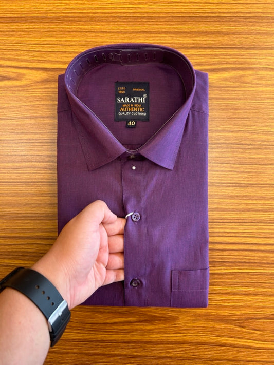 10% Discount ! NEW !! Kaitharikada - 100% Pure Cotton DARK PURPLE COLOUR SARATHI The Authentic Quality Clothing FULL Sleeve shirt.- 1KK6016SAR