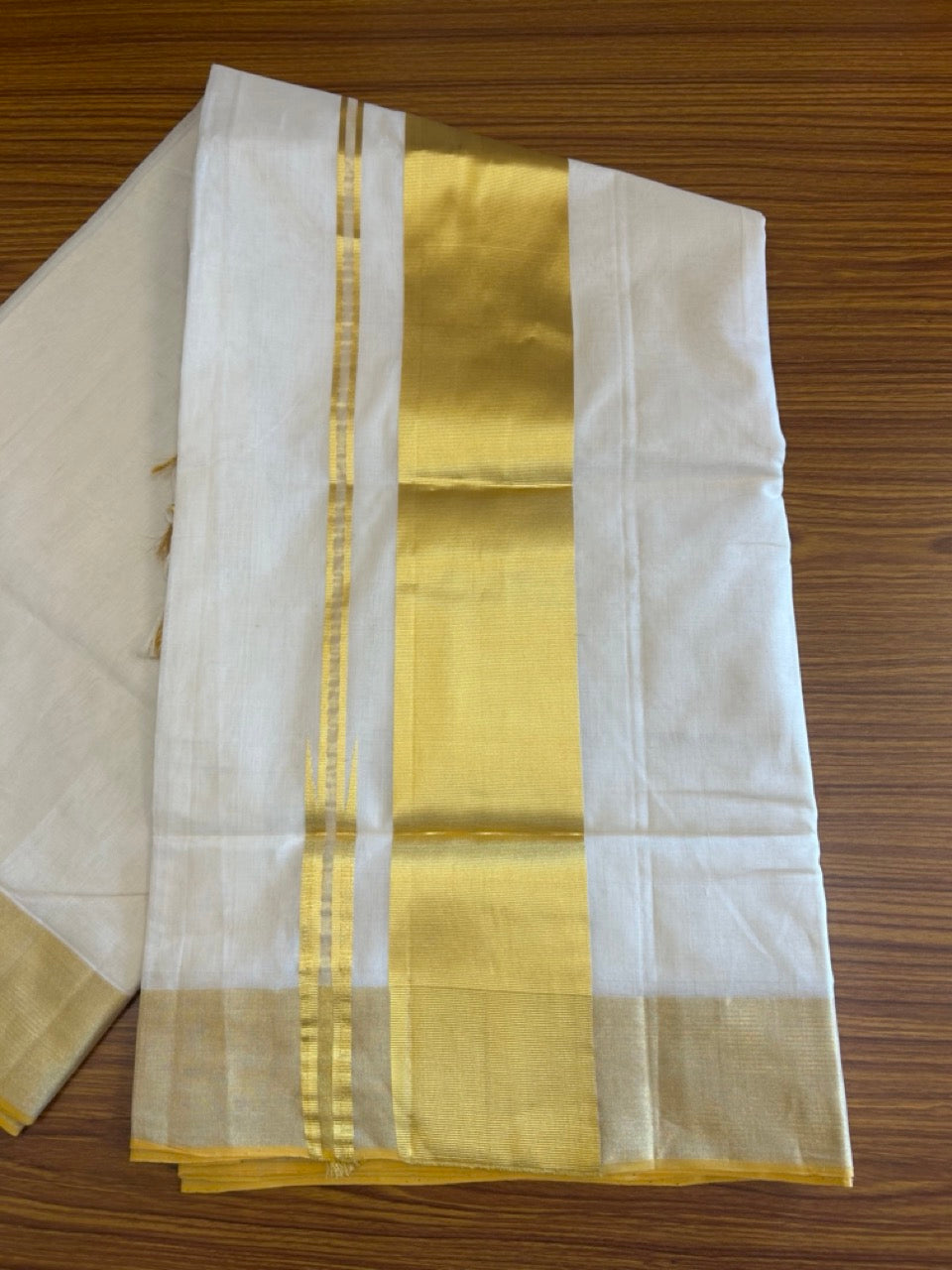 19% Discount KaithariKada HANDLOOM Unakkupaav Balaramapuram Kerala Saree for Women- 100% PURE COTTON - GOLD KASAVU PULIYILAKKARA Chutty KARA - 5KK1009ABH