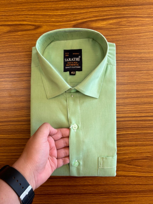 10% Discount ! NEW !! Kaitharikada - 100% Pure Cotton  PISTA GREEN COLOUR SARATHI The Authentic Quality Clothing FULL Sleeve shirt.- 6KK6016SAR