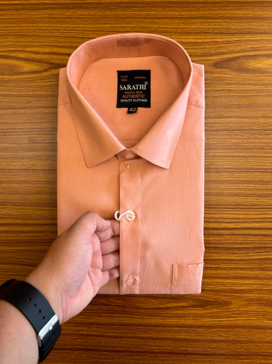 10% Discount ! NEW !! Kaitharikada - 100% Pure Cotton  PESTAL PEACH COLOUR SARATHI The Authentic Quality Clothing FULL Sleeve shirt.- 9KK6016SAR